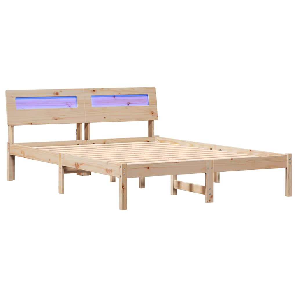Vidaxl bedframe met hoofdeinde bruin 135 x 190 cm massief grenenhout