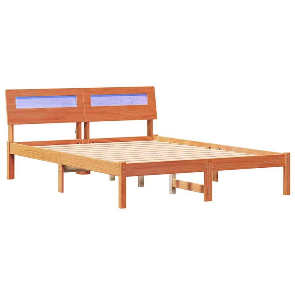 Vidaxl bedframe wasbruin 135 x 190 cm massief grenenhout