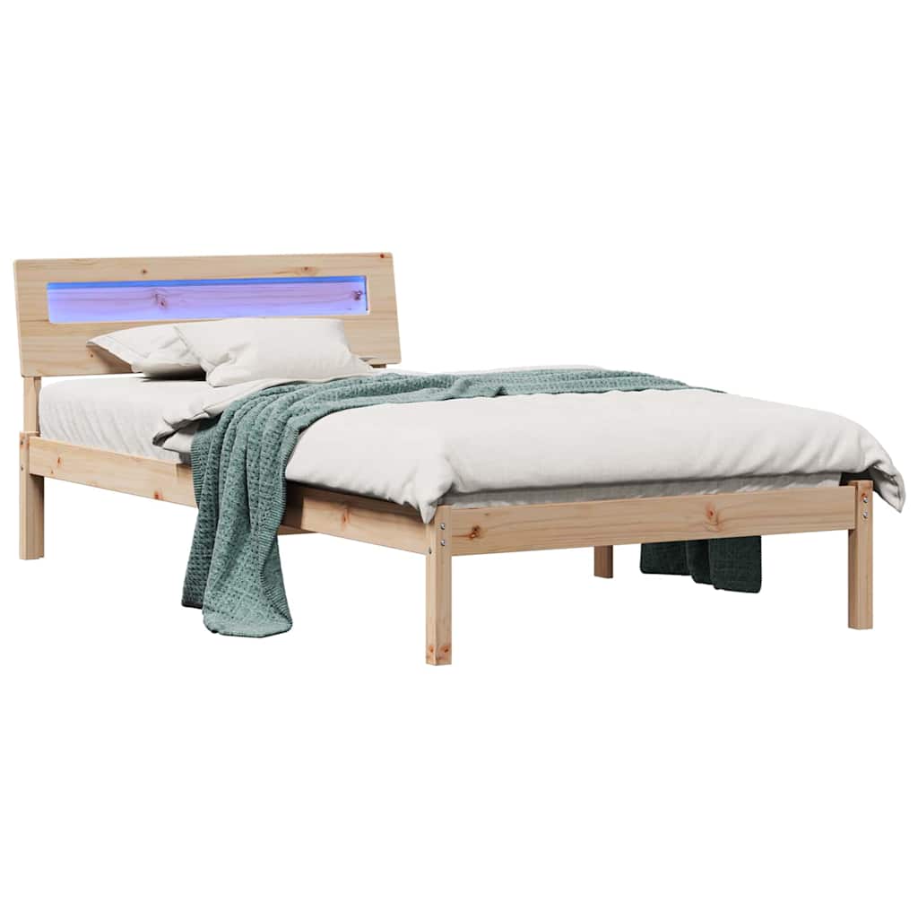 Vidaxl bedframe met hoofdeinde bruin 90 x 200 cm massief grenenhout