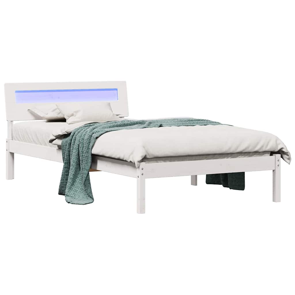 Vidaxl bedframe met hoofdeinde wit 90 x 200 cm massief grenenhout