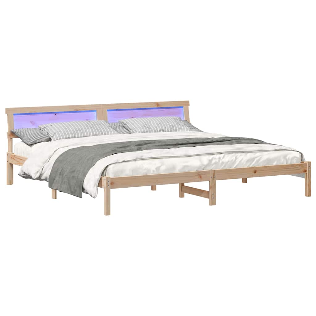 Vidaxl bedframe met hoofdeinde bruin 180 x 200 cm massief grenenhout