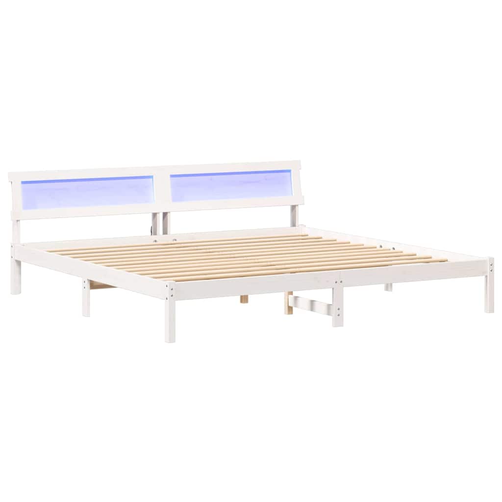 Vidaxl bedframe met hoofdeinde wit 180 x 200 cm massief grenenhout