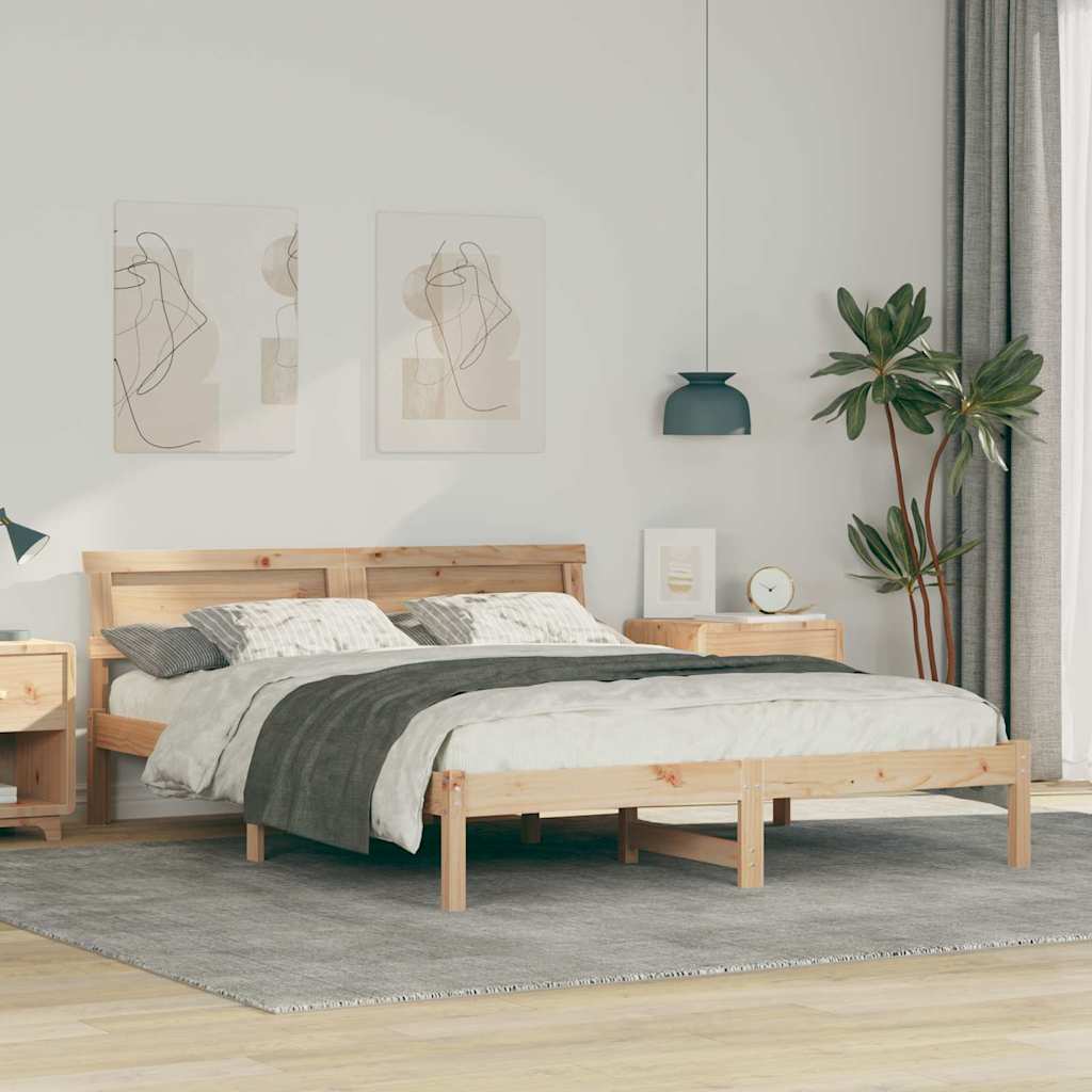 Vidaxl bedframe met hoofdeinde bruin 160 x 200 cm massief grenenhout