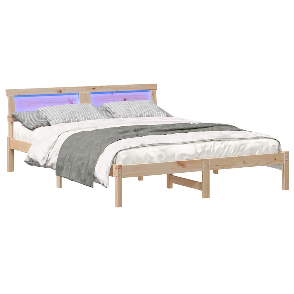 Vidaxl bedframe met hoofdeinde bruin 160 x 200 cm massief grenenhout
