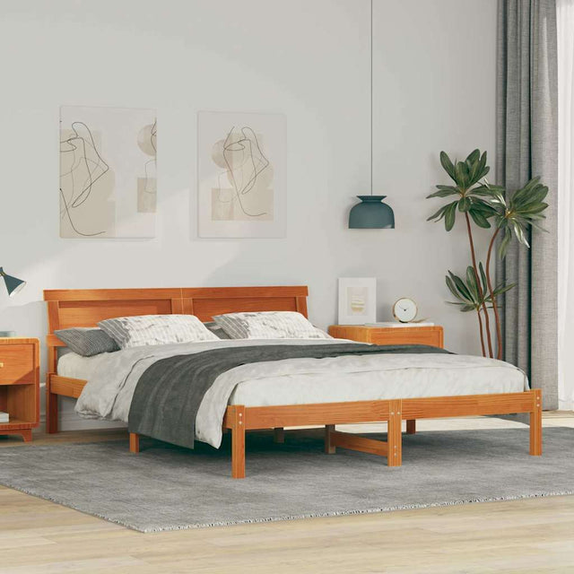 Vidaxl bedframe wasbruin 160 x 200 cm massief grenenhout