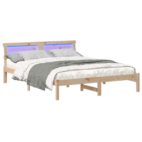 Vidaxl bedframe met hoofdeinde bruin 150 x 200 cm massief grenenhout