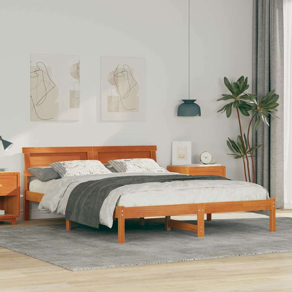Vidaxl bedframe wasbruin 150 x 200 cm massief grenenhout