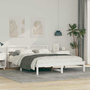 Vidaxl bedframe met hoofdeinde wit 140 x 200 cm massief grenenhout