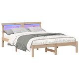 Vidaxl bedframe met hoofdeinde bruin 140 x 190 cm massief grenenhout