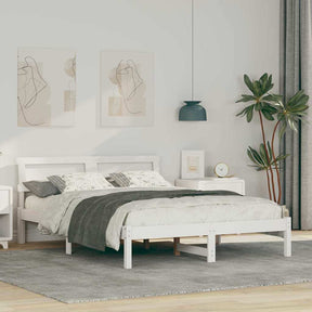 Vidaxl bedframe met hoofdeinde wit 120 x 190 cm massief grenenhout