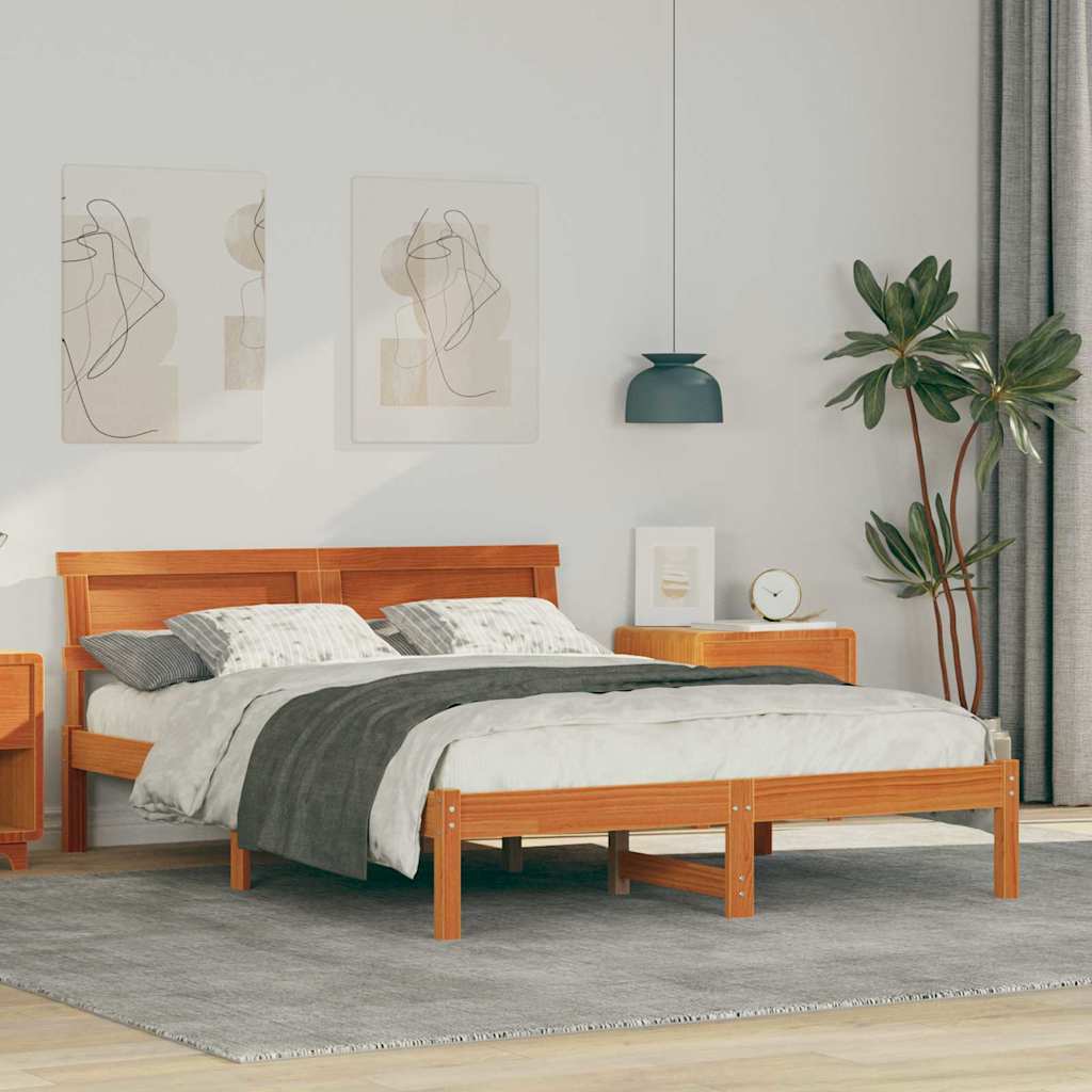 Vidaxl bedframe wasbruin 120 x 190 cm massief grenenhout