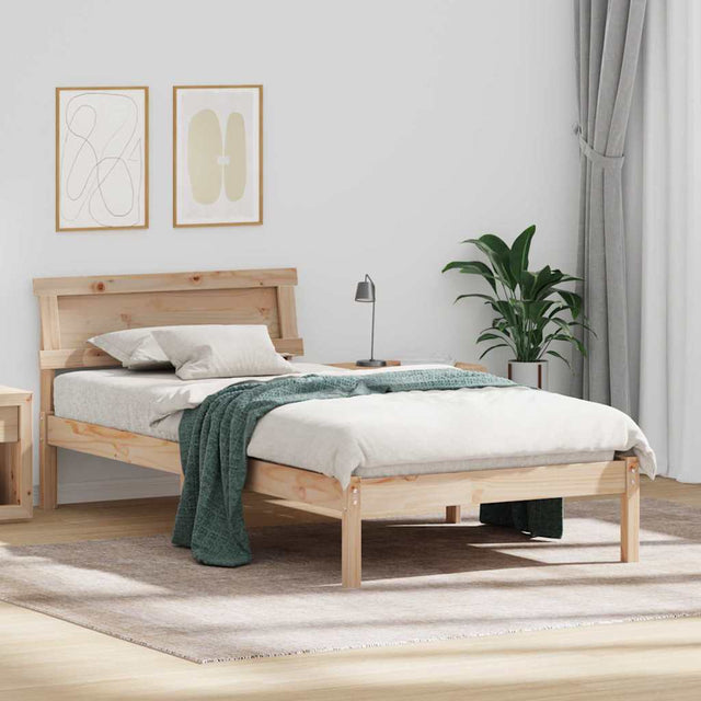 Vidaxl bedframe met hoofdeinde bruin 75 x 190 cm massief grenenhout