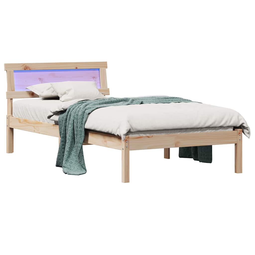 Vidaxl bedframe met hoofdeinde bruin 75 x 190 cm massief grenenhout