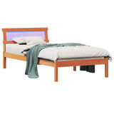 Vidaxl bedframe met hoofdeinde wasbruin 75 x 190 cm massief grenenhout