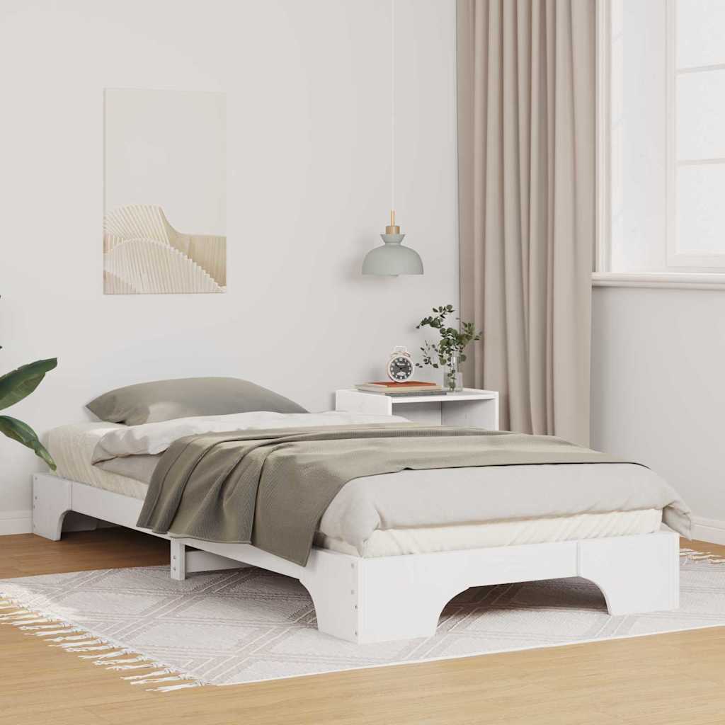 Vidaxl bedframe wit 90 x 210 cm massief grenenhout
