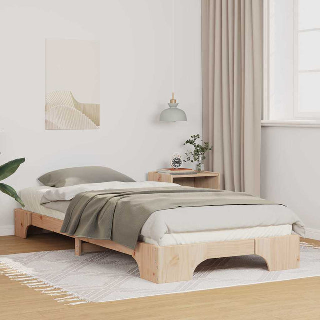 Vidaxl bedframe bruin 100 x 210 cm massief grenenhout