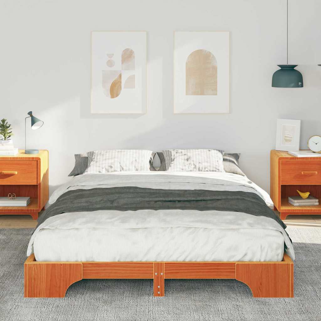 Vidaxl bedframe bruin 140 x 210 cm massief grenenhout