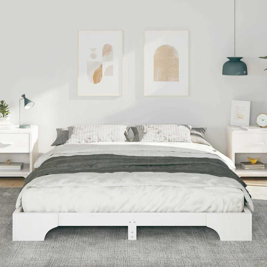 Vidaxl bedframe wit 160 x 210 cm massief grenenhout