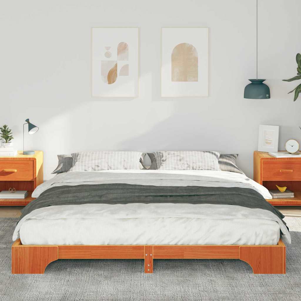 Vidaxl bedframe bruin 200 x 210 cm massief grenenhout
