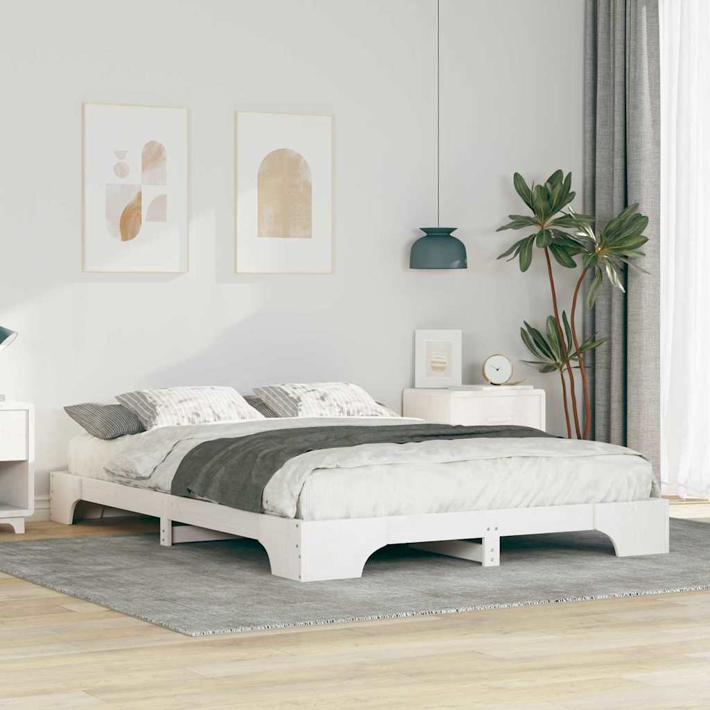 Vidaxl bedframe wit 140 x 220 cm massief grenenhout