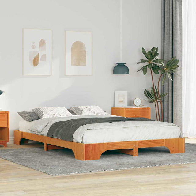 Vidaxl bedframe bruin 140 x 220 cm massief grenenhout