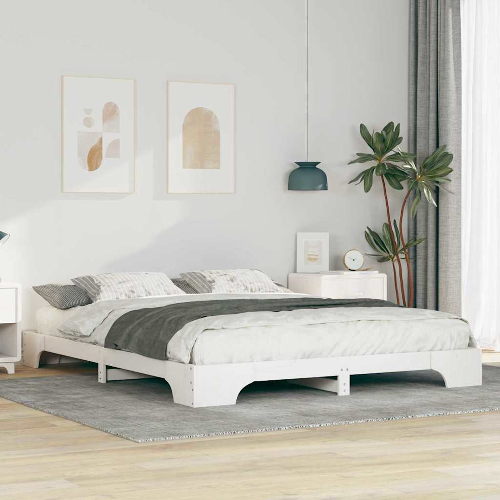 Vidaxl bedframe wit 160 x 220 cm massief grenenhout