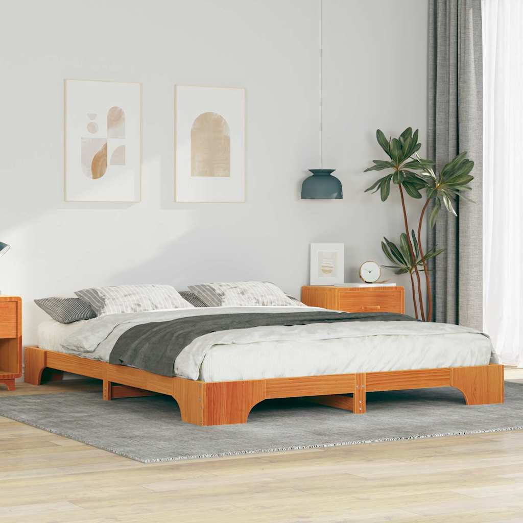 Vidaxl bedframe bruin 160 x 220 cm massief grenenhout
