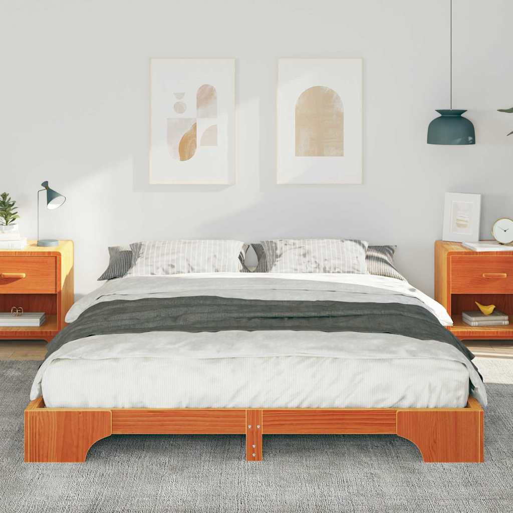 Vidaxl bedframe bruin 160 x 220 cm massief grenenhout