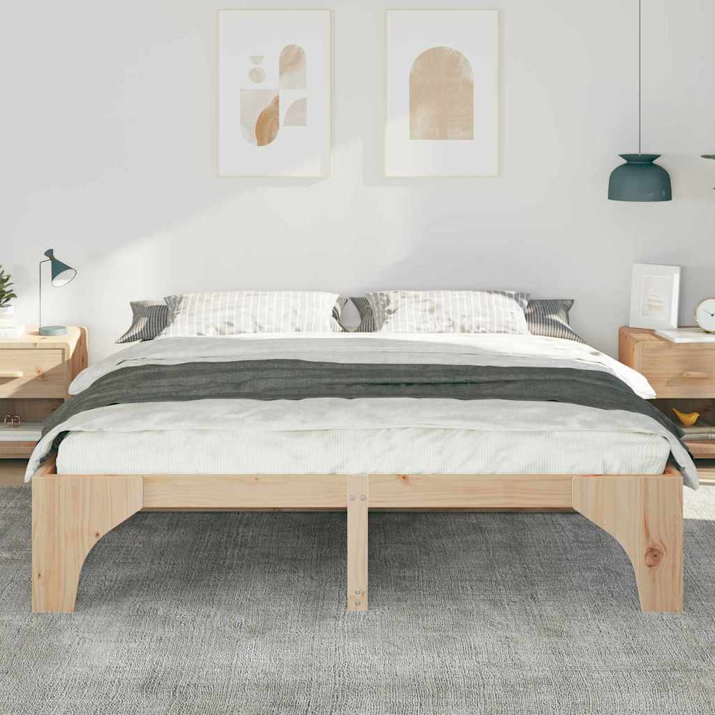 Vidaxl bedframe bruin 200 x 200 cm massief grenenhout