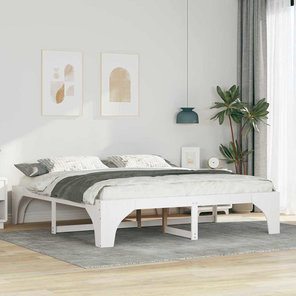 Vidaxl bedframe wit 200 x 200 cm massief grenenhout