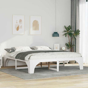 Vidaxl bedframe wit 200 x 200 cm massief grenenhout