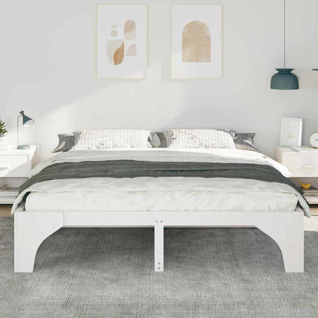 Vidaxl bedframe wit 200 x 200 cm massief grenenhout