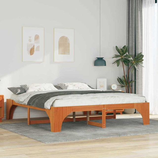 Vidaxl bedframe bruin 200 x 200 cm massief grenenhout