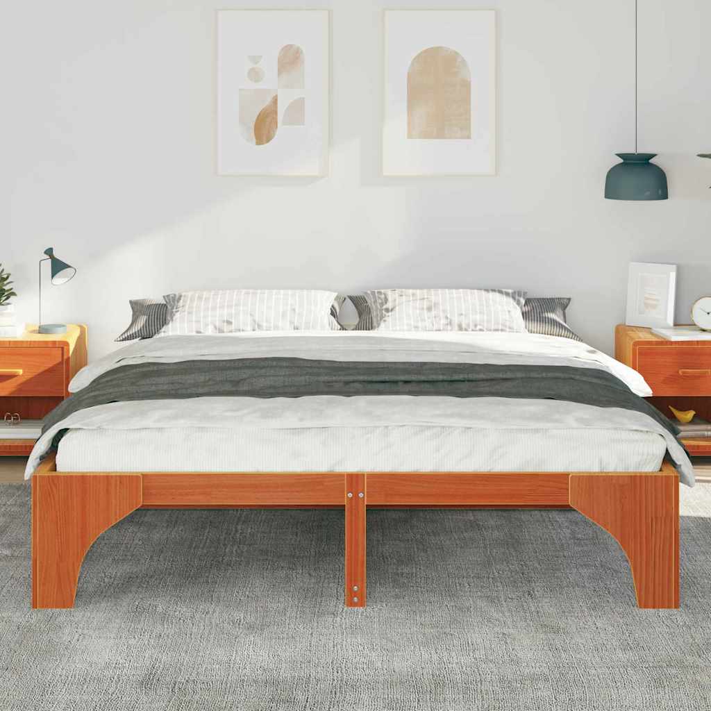 Vidaxl bedframe bruin 200 x 200 cm massief grenenhout