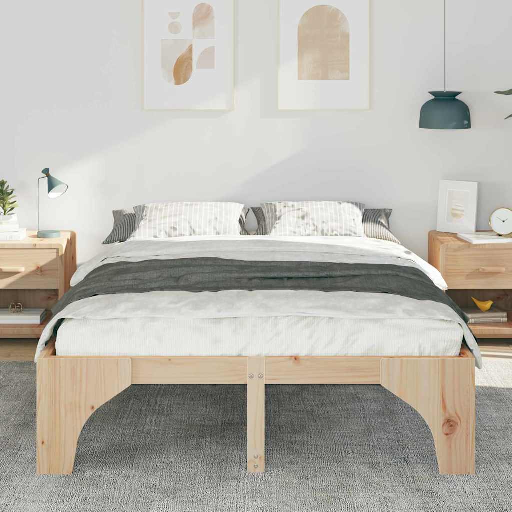 Vidaxl bedframe bruin 150 x 200 cm massief grenenhout