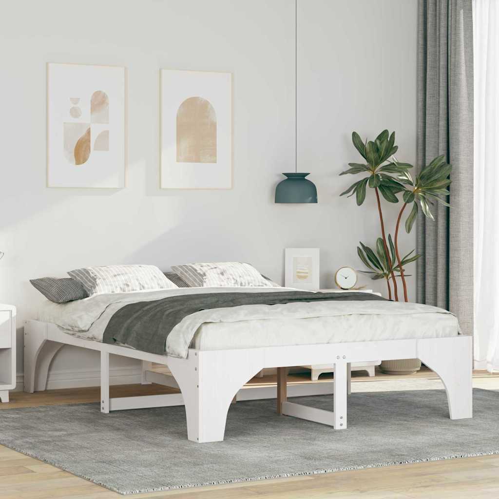 Vidaxl bedframe wit 140 x 200 cm massief grenenhout