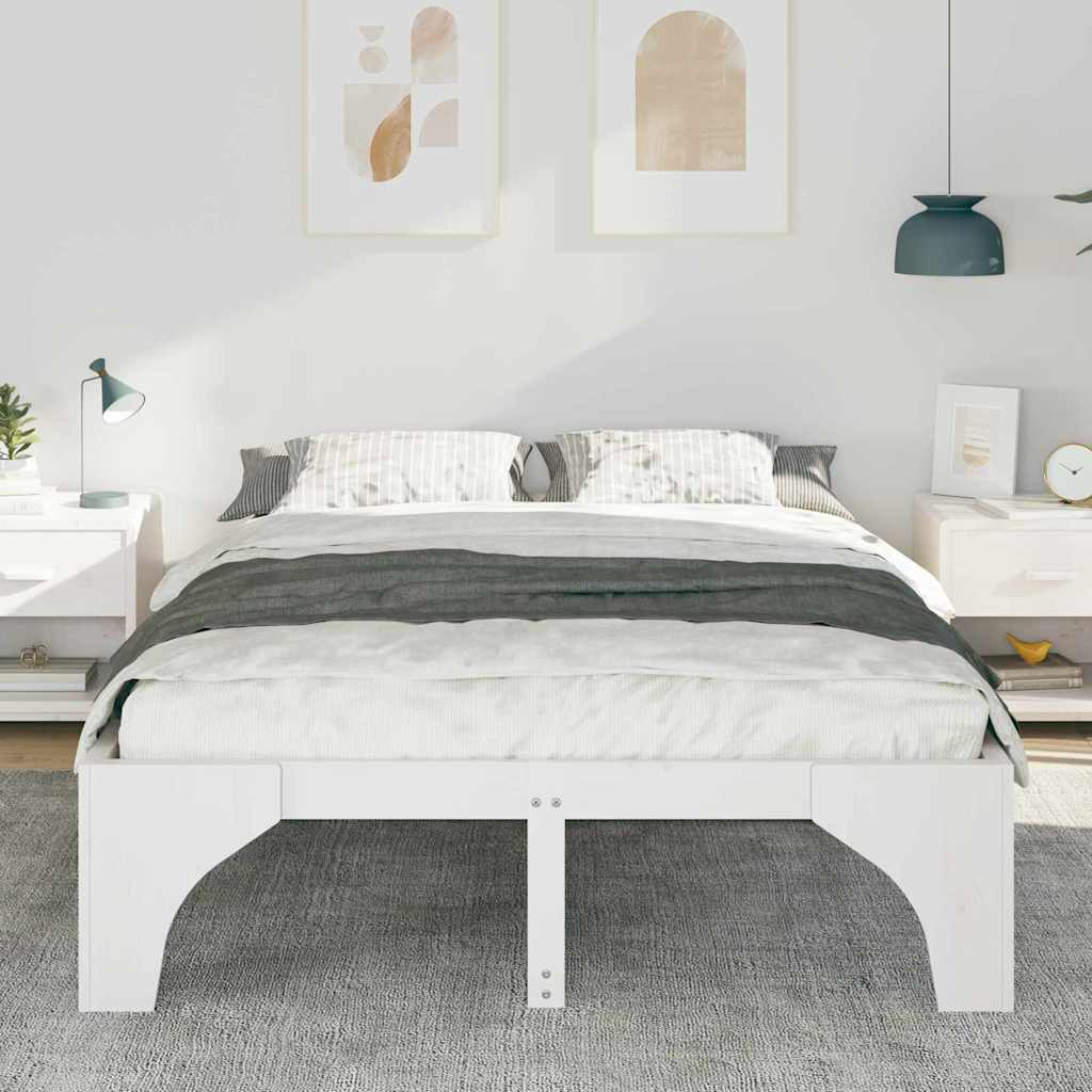 Vidaxl bedframe wit 140 x 200 cm massief grenenhout