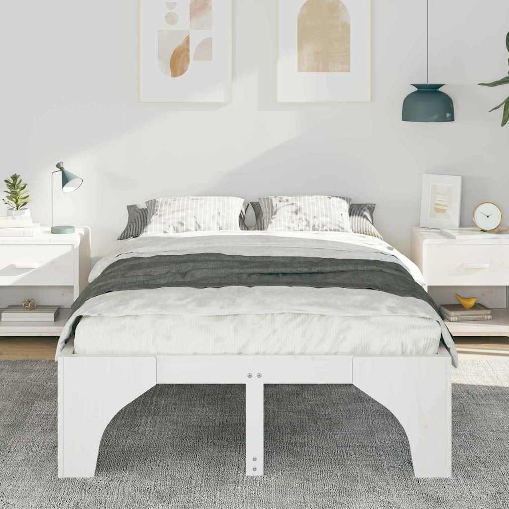 Vidaxl bedframe wit 120 x 200 cm massief grenenhout