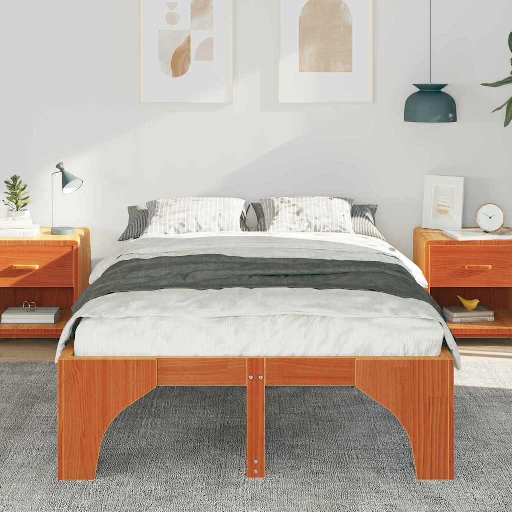 Vidaxl bedframe bruin 140 x 190 cm massief grenenhout