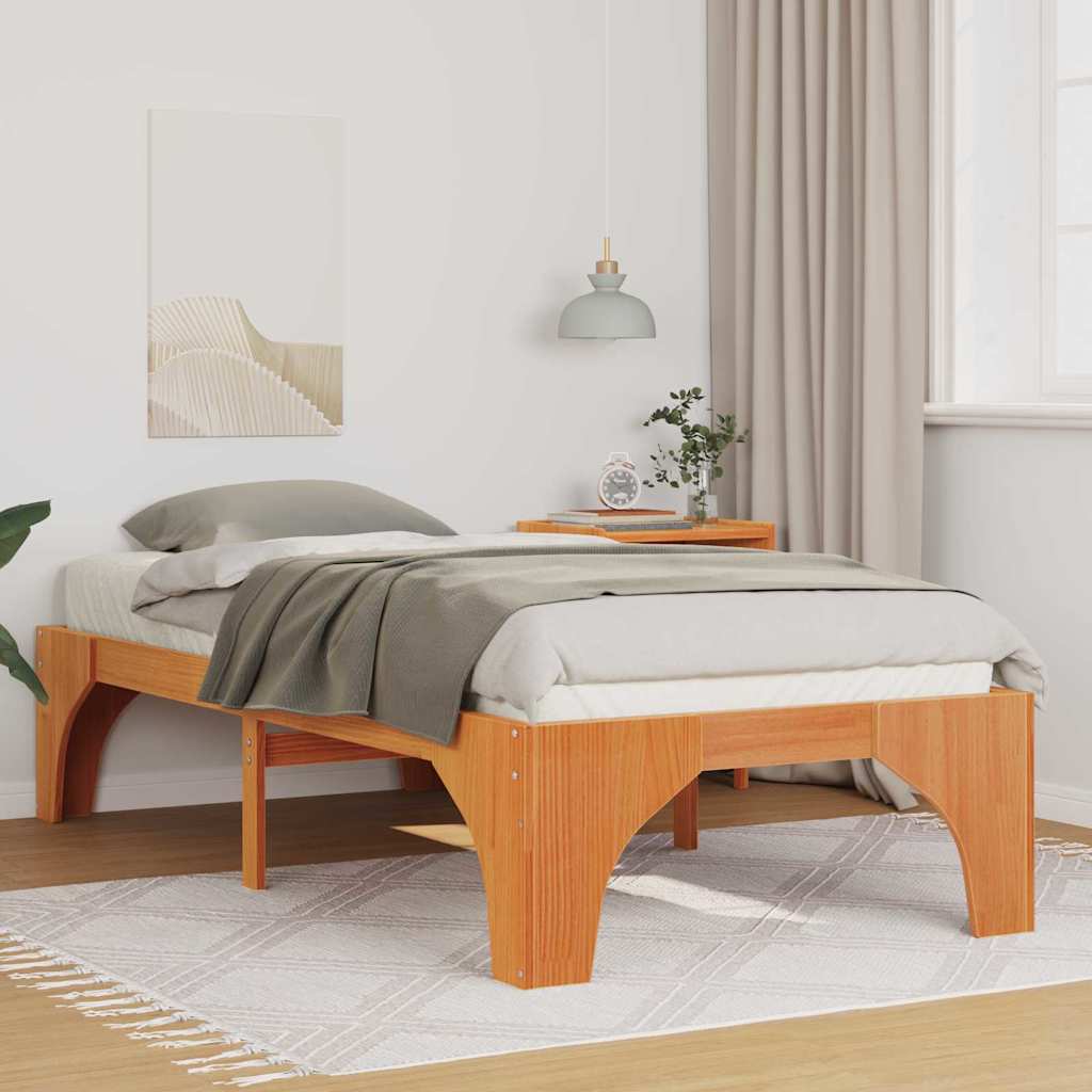 Vidaxl bedframe bruin 90 x 190 cm massief grenenhout