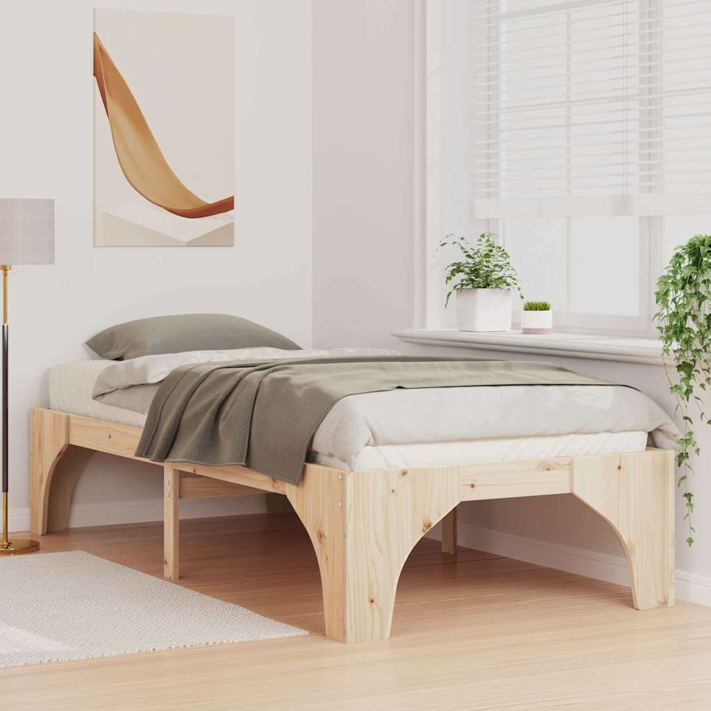 Vidaxl bedframe bruin 75 x 190 cm massief grenenhout