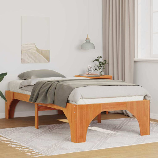 Vidaxl bedframe bruin 75 x 190 cm massief grenenhout