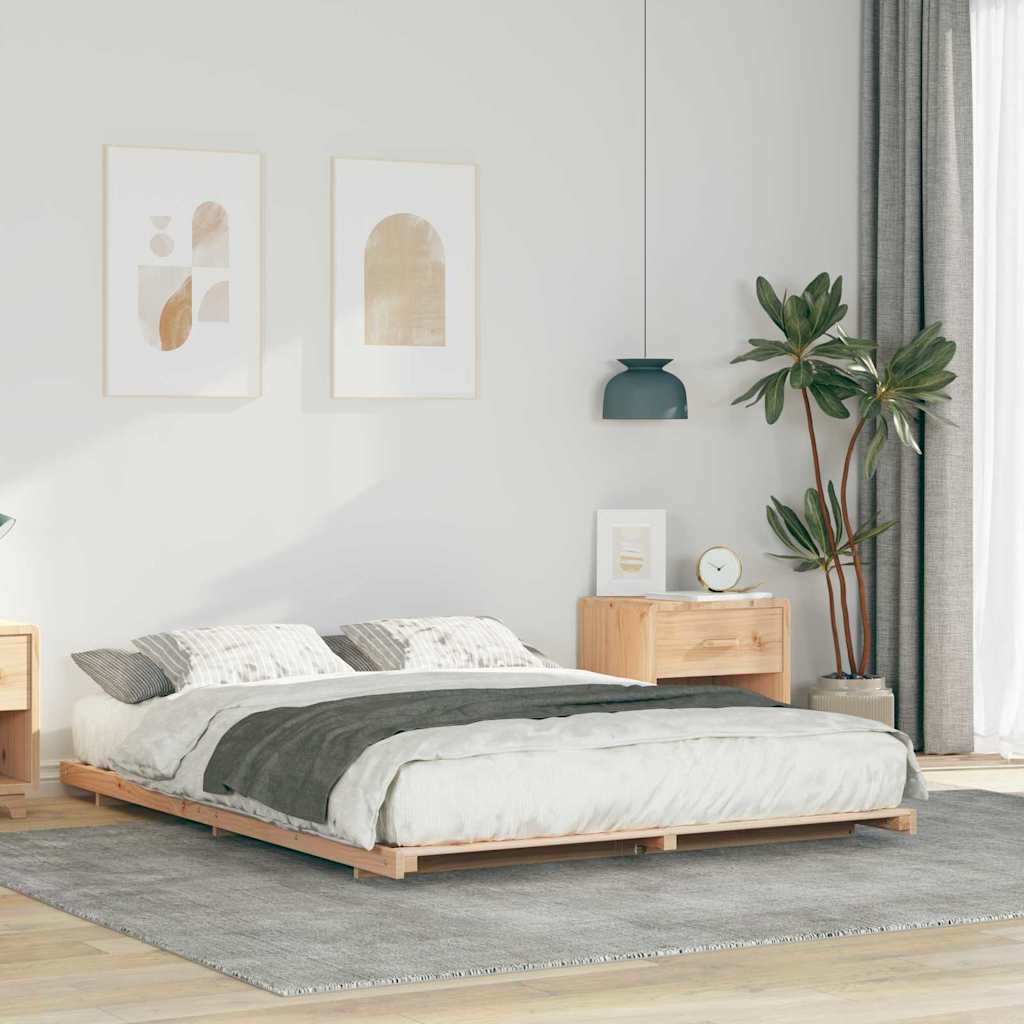 Vidaxl bedframe bruin 150 x 200 cm massief grenenhout