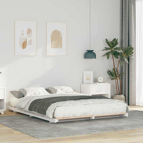 Vidaxl bedframe wit 150 x 200 cm massief grenenhout