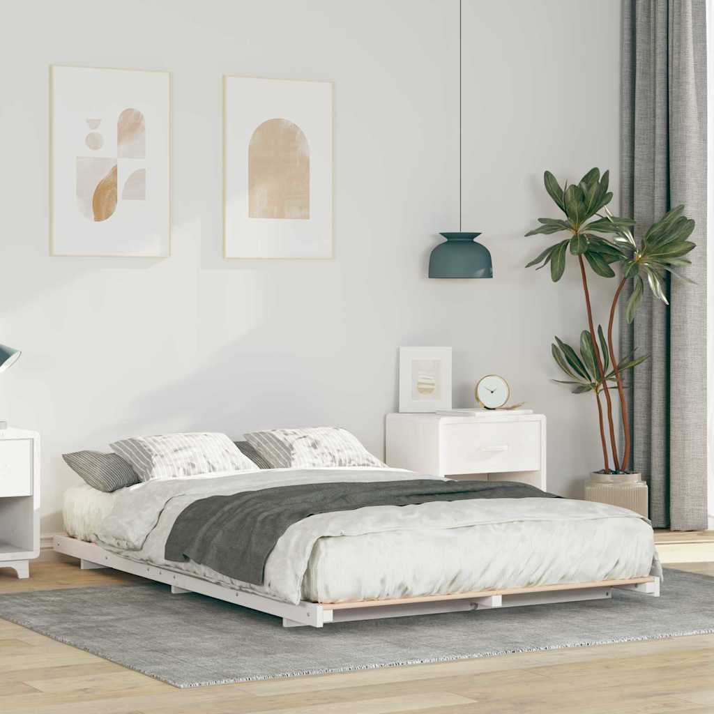 Vidaxl bedframe wit 140 x 190 cm massief grenenhout