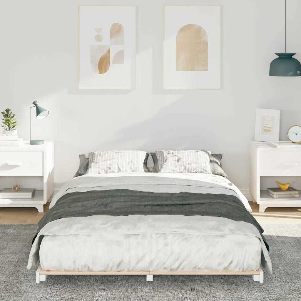 Vidaxl bedframe wit 135 x 190 cm massief grenenhout