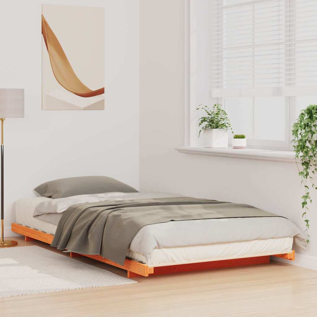Vidaxl bedframe wasbruin 100 x 210 cm massief grenenhout