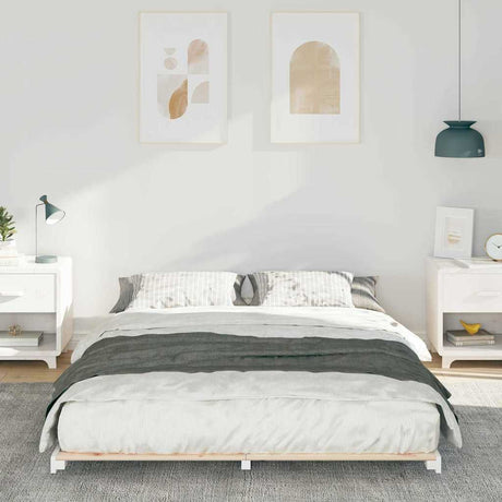Vidaxl bedframe wit 140 x 210 cm massief grenenhout