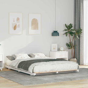 Vidaxl bedframe wit 140 x 220 cm massief grenenhout