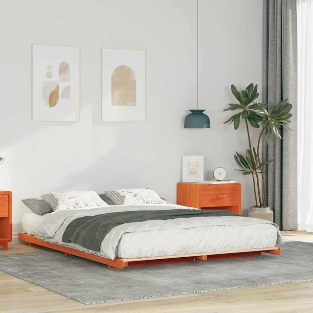 Vidaxl bedframe wasbruin 140 x 220 cm massief grenenhout